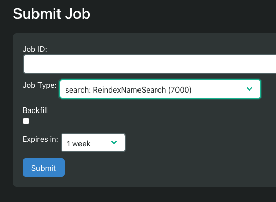 UI to submit job